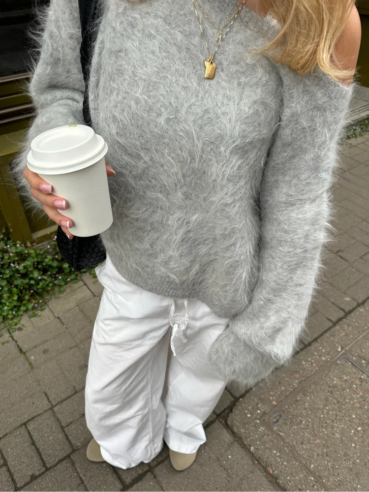 Loose Off Shoulder Long Sleeve Sweater for Women