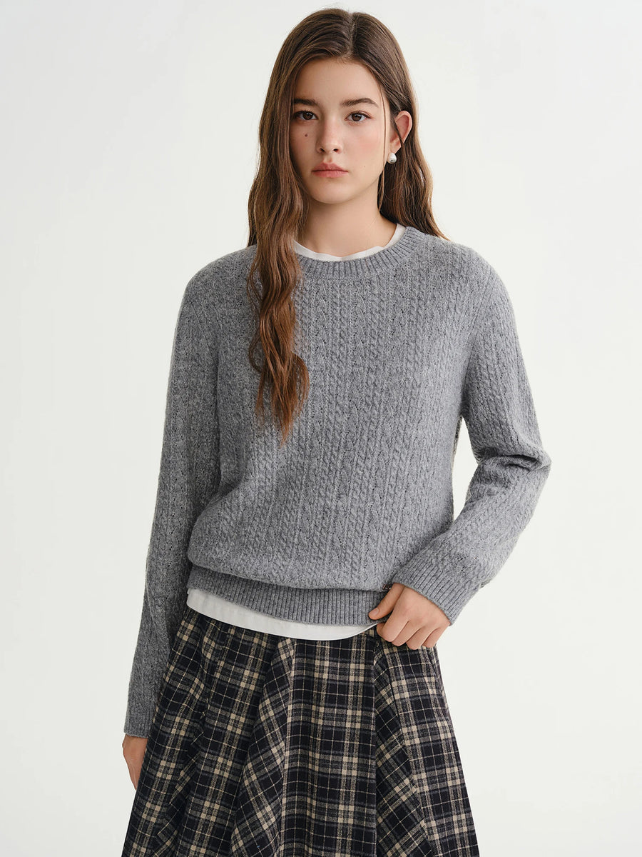 Vintage Charm: Plus Textured Knit Pullover