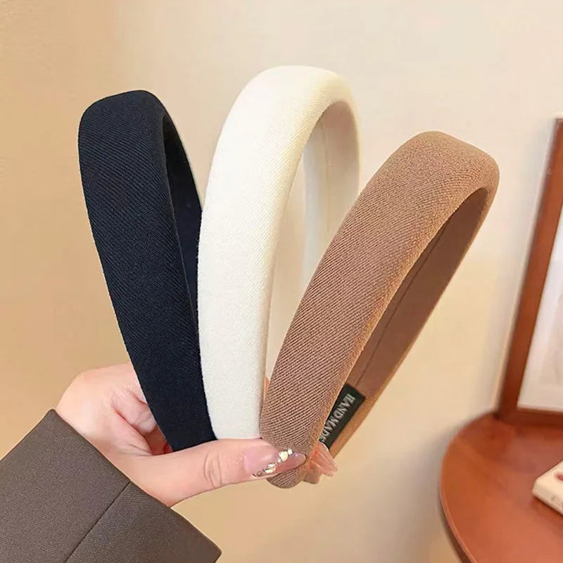 Solid Color Wide Sponge Headband for Women
