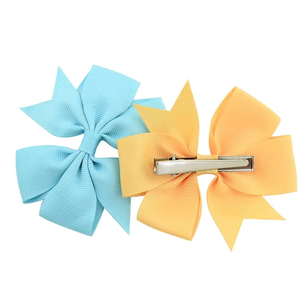 Solid Color Grosgrain Ribbon Hair Bow Clips for Girls