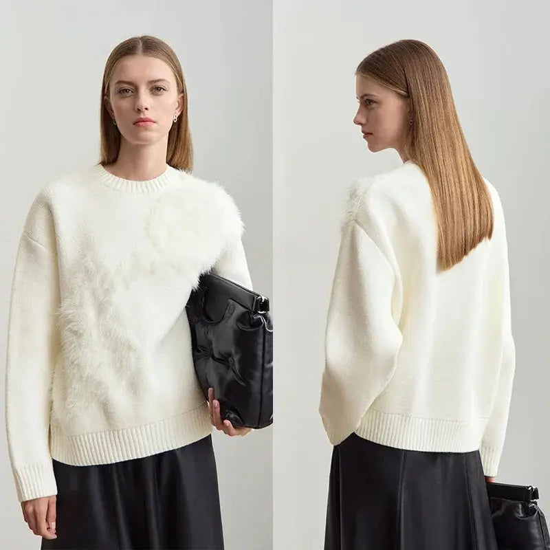 Women's Strawberry Jacquard Winter Sweater - Loran