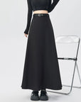 High-Waist A-Line Pleated Midi Skirt with Tie Belt