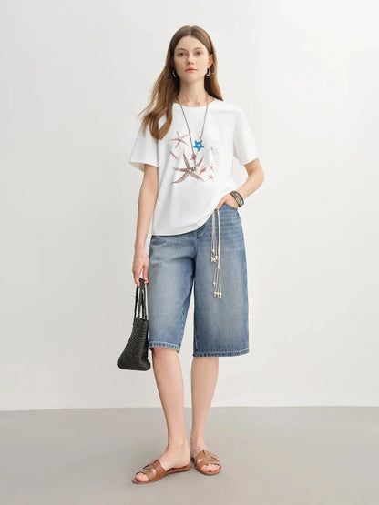 Women's Nautical Print Shell Tee Slim Fit LORAN STORE