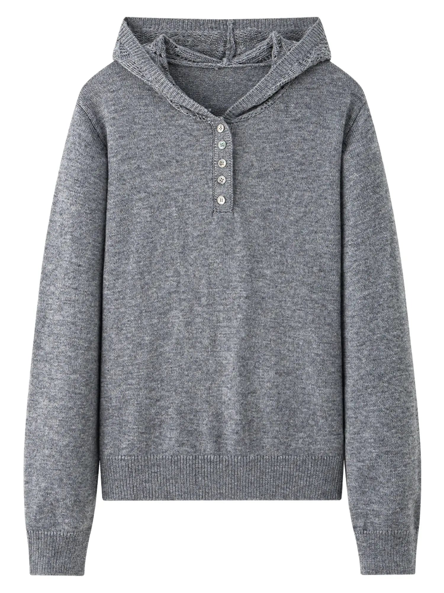 Textured Soft-Comfort Hooded Knit Sweater - Loran