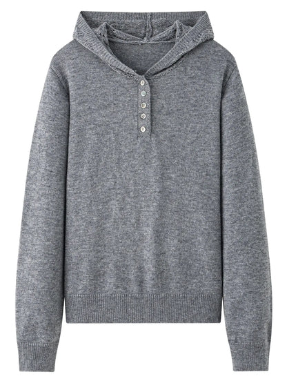 Textured Soft-Comfort Hooded Knit Sweater - Loran