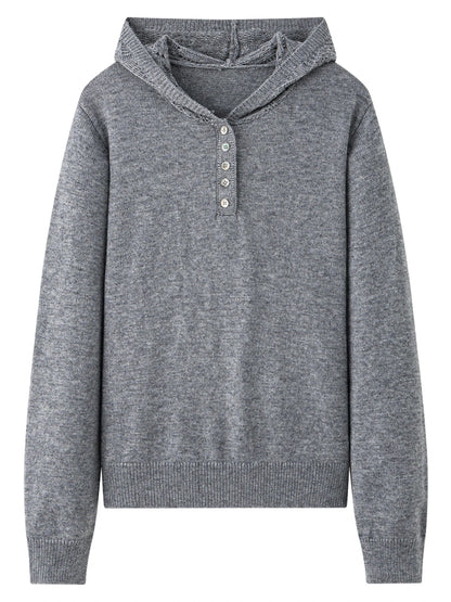 Winter Openwork Hooded Sweater Elegant Knit Pullover Loran