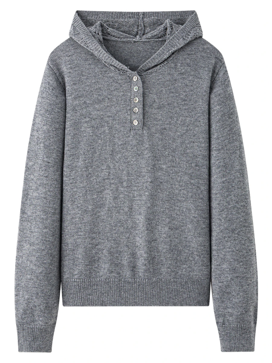 Textured Soft-Comfort Hooded Knit Sweater