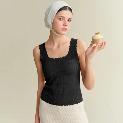 SUJIIN Women's Thermal Underwear 2025 Winter Elegant Sleeveless Square Collar Lace Vest Tops Undershirt Thermal Clothing Woman Loran