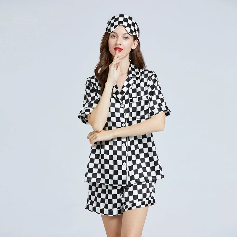 Women’s Checkerboard Mulberry Silk Pajama Set Loran
