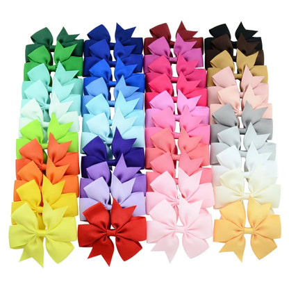 Solid Color Grosgrain Ribbon Hair Bow Clips for Girls
