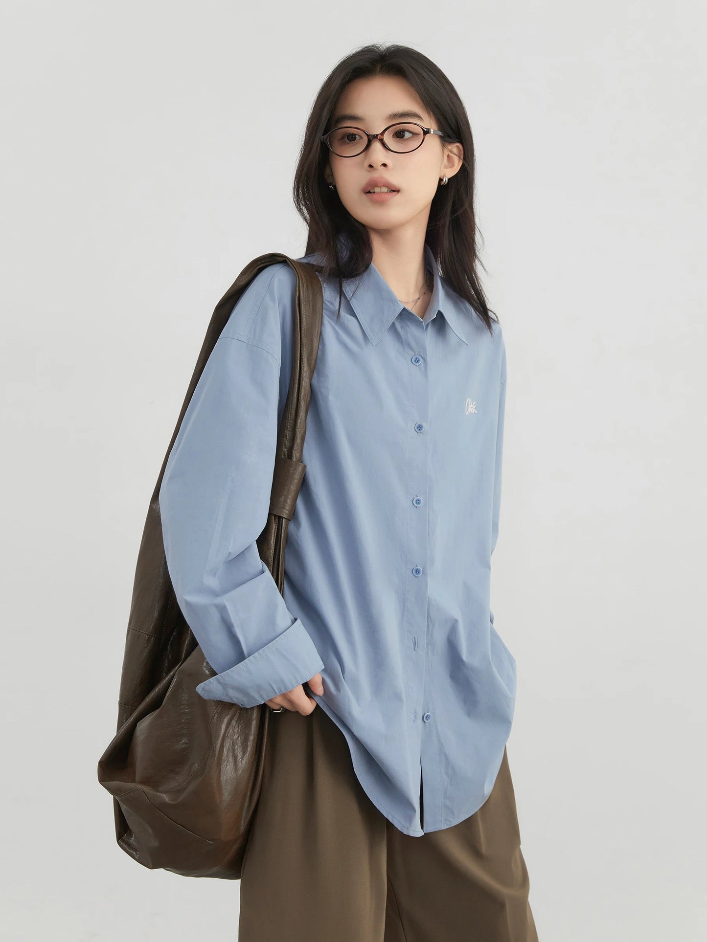 CHIC VEN Korean Women Shirts Loose Casual Long-sleeved Blue Shirt Single Breasted Cotton Female Blouses Spring Summer 2025 Loran