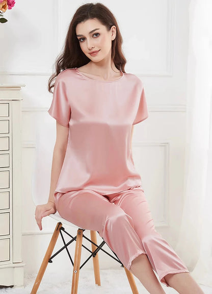 Women’s Mulberry Silk Capri Pajama Set 2-Piece Sleepwear Loran