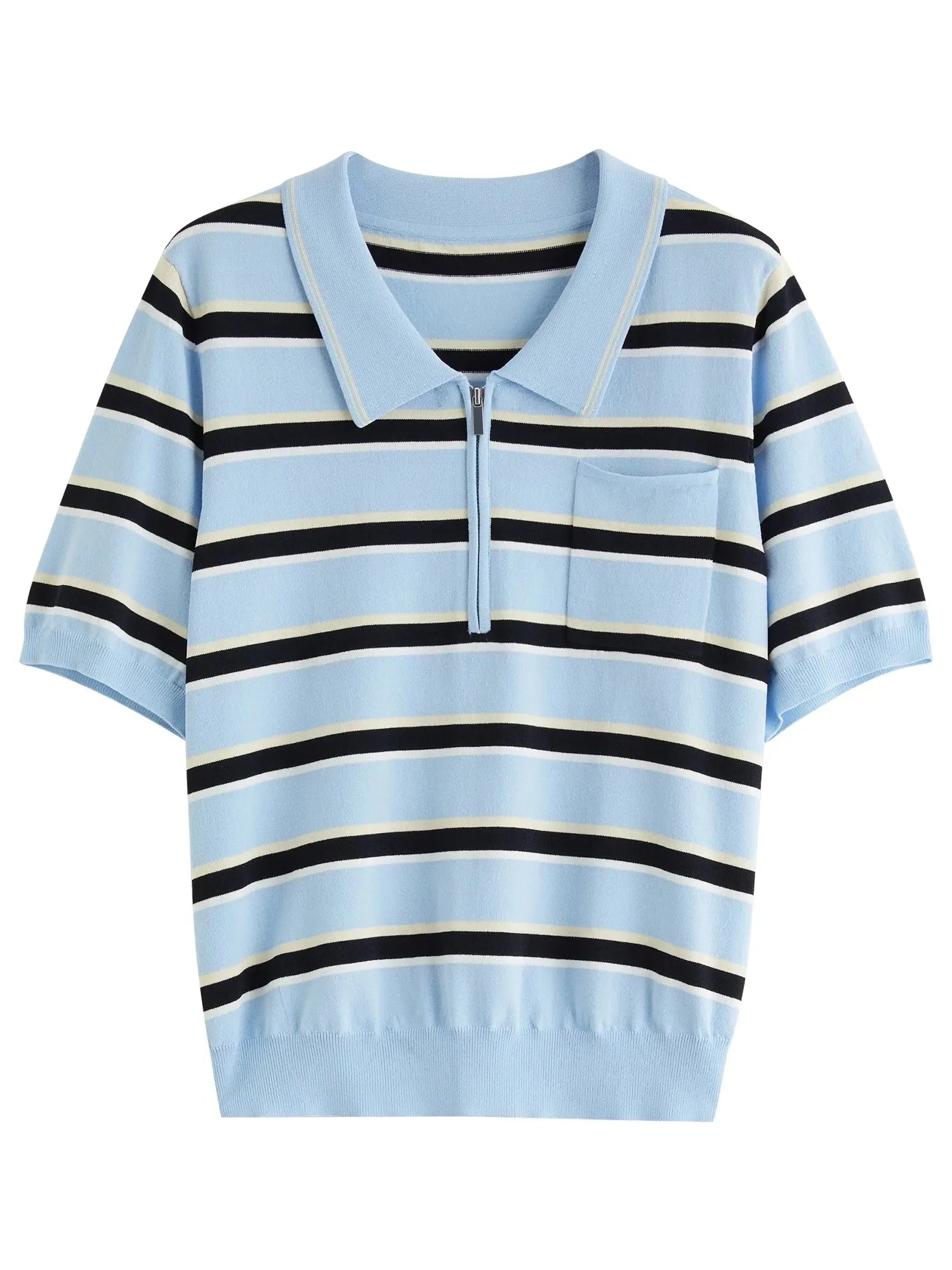 Structured Knit Top with Flattering Contrast Stripes - Loran