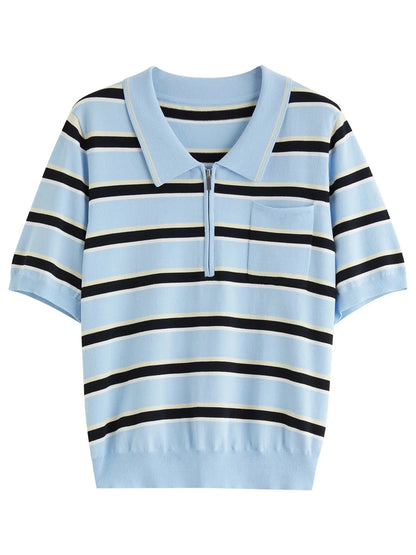 Structured Knit Top with Flattering Contrast Stripes - Loran