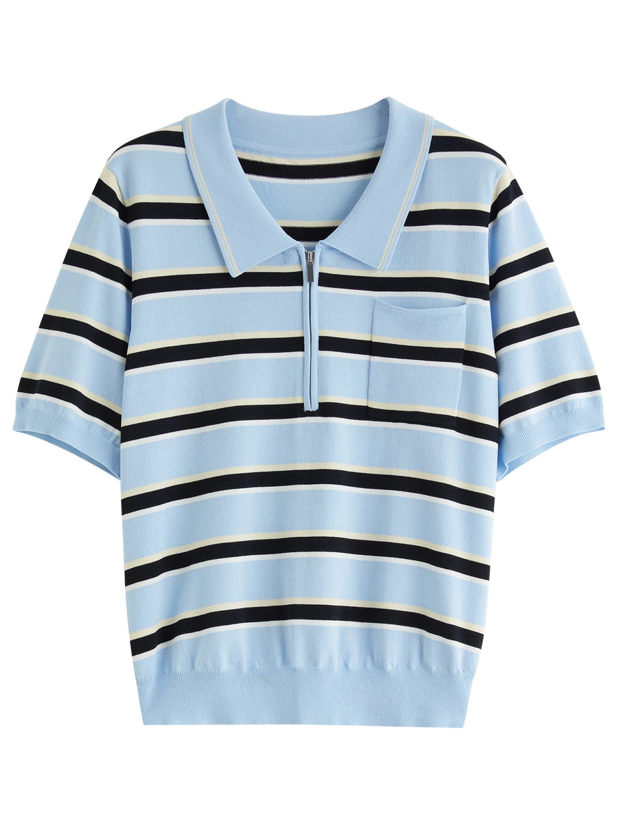 Structured Knit Top with Flattering Contrast Stripes