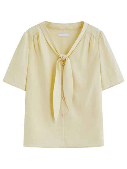 Detachable Tie Blouse Minimalist Summer Office Wear Loran