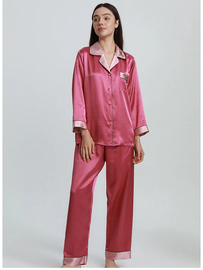 Luxury Embroidery Mulberry Silk Pajama Set Loran