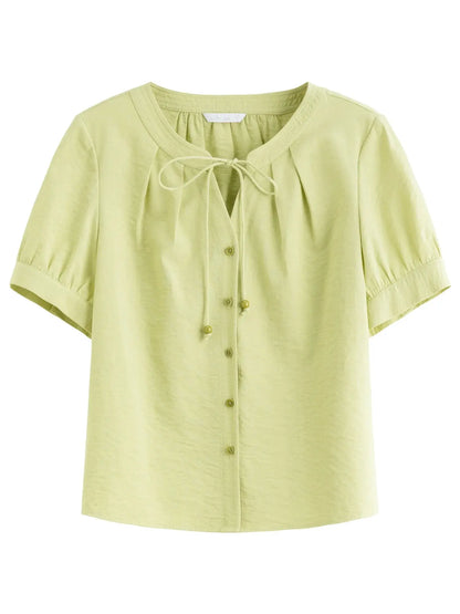 Tie-Waist Linen Shirt for a Flattering Summer Look - Loran