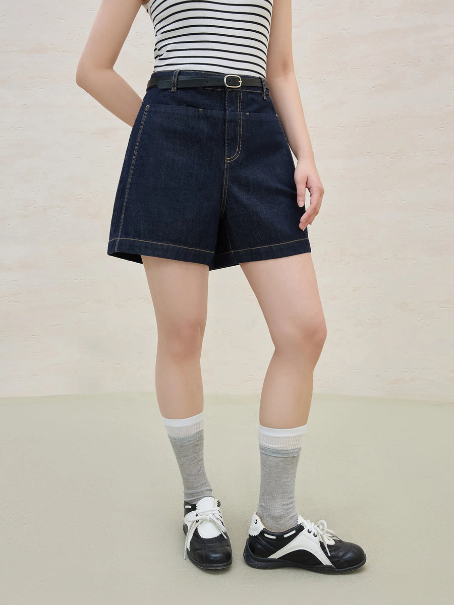 High-Waist Slimming Plus-Size Denim Shorts for Summer