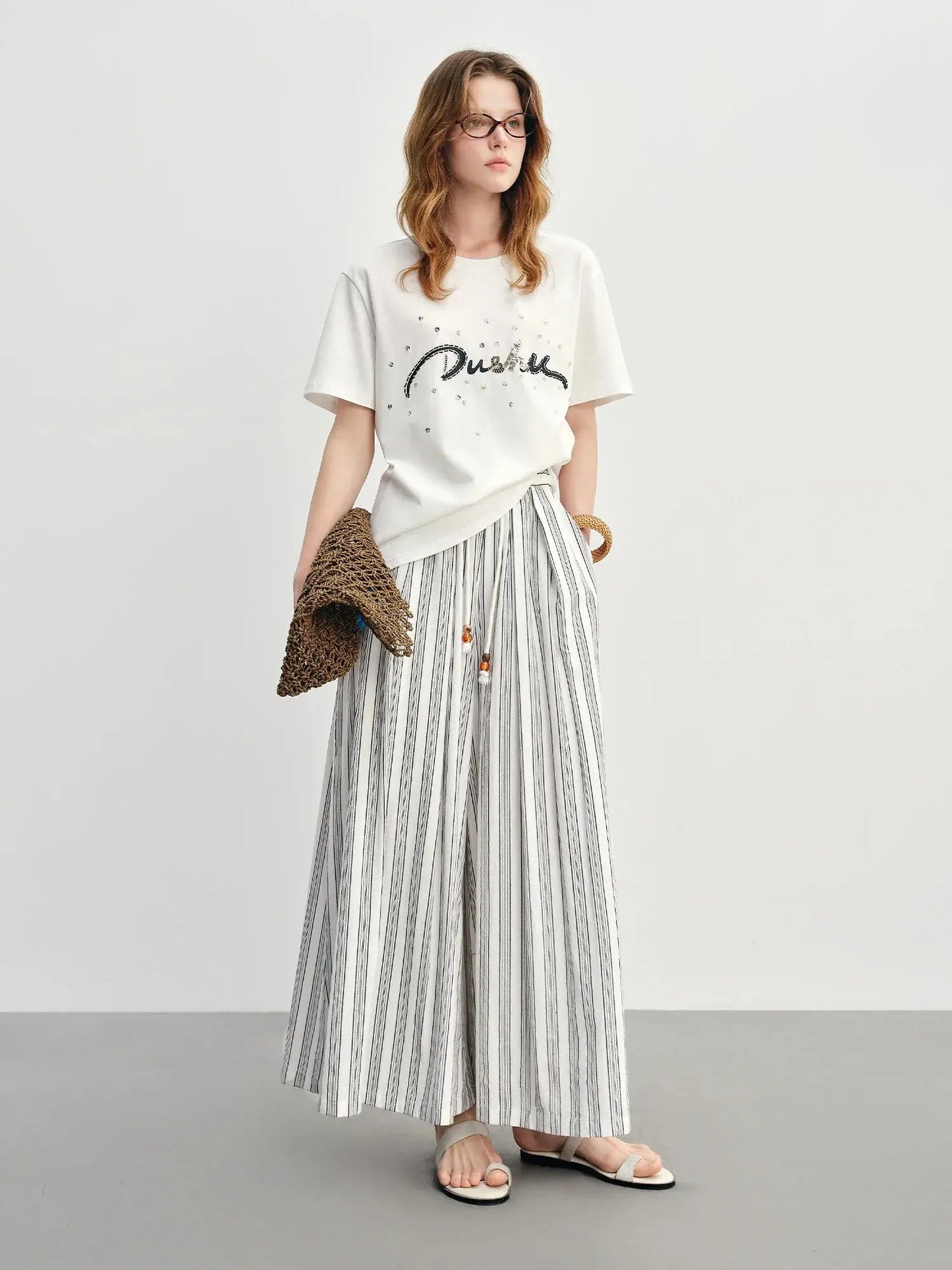Minimalist Summer Drawstring Cotton-Linen Textured Trousers - Loran
