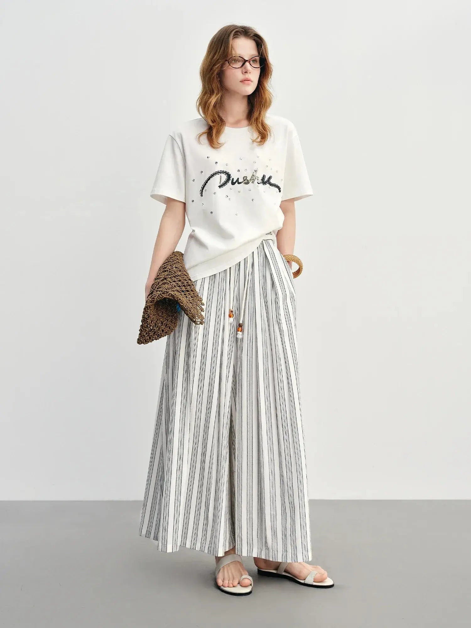 Minimalist Summer Drawstring Cotton-Linen Textured Trousers - Loran
