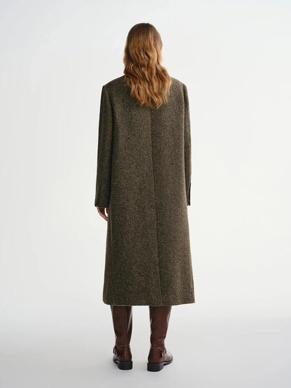 Women's Slim-Fit Double-Breasted Wool Blend Coat - Loran