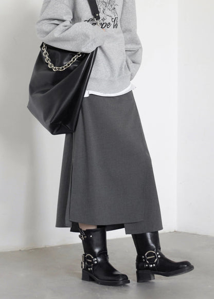 CHIC VEN New Women Skirts Loose Casual Solid Straight Tube Design Irregular Slit Female Skirt Ladies Clothes Spring Autumn 2025 Loran
