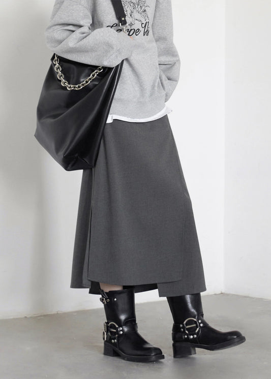 CHIC VEN New Women Skirts Loose Casual Solid Straight Tube Design Irregular Slit Female Skirt Ladies Clothes Spring Autumn 2025 Loran