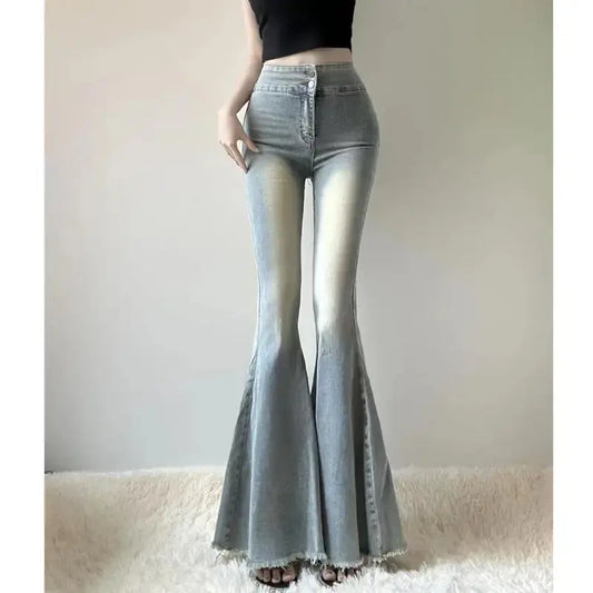 Fishtail Hem Denim Flare Pants - Loran