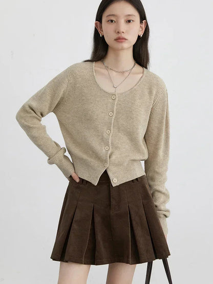 CHIC VEN Korean Women Cardigan Solid Loose Korean Round Neck Knitted Sweaters Single Breasted Female Jumpers Spring Autumn 2024 Loran
