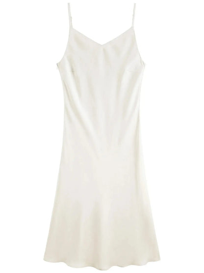 Chic Plus Size Satin Bias Cut Suspender Dress - Loran