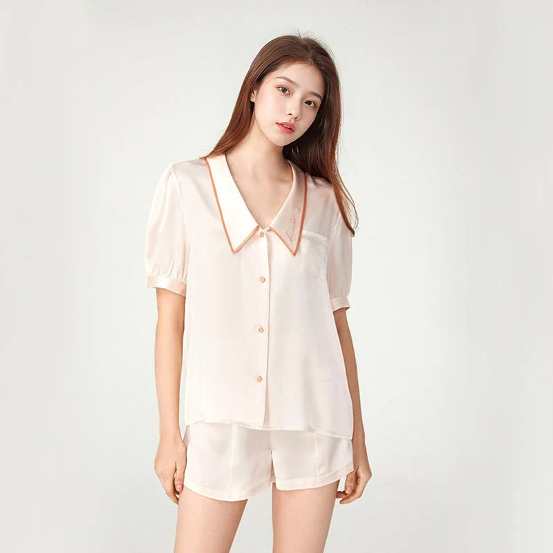 French Style Elegant Real Silk Women’s Pajama Set French Style Loran