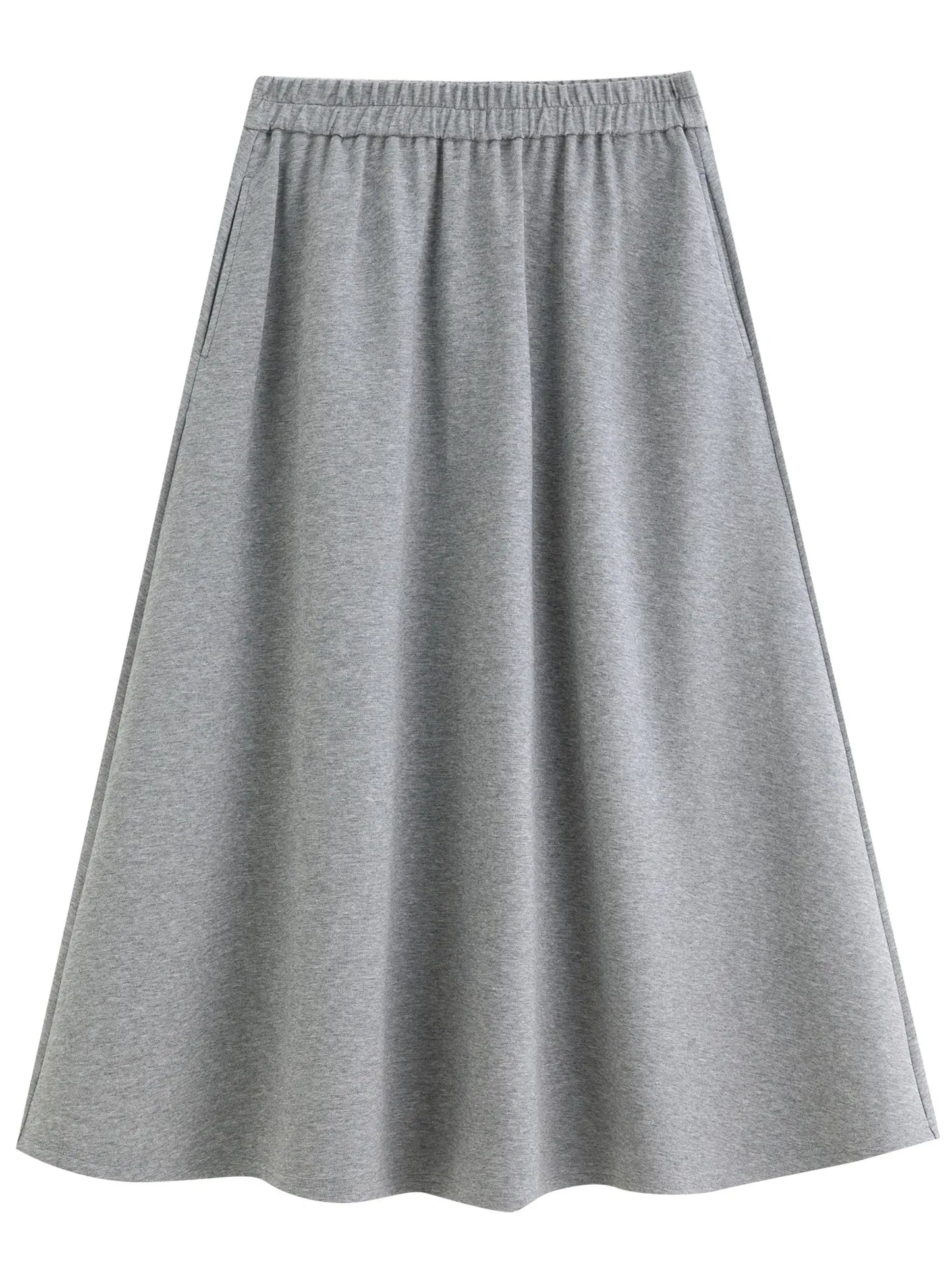Simple Gray Short-Sleeve Faux Two-Piece Skirt Suit - Loran
