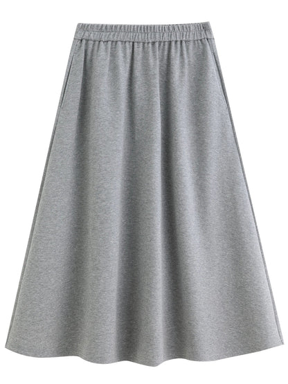 Gray Mock Two-Piece Skirt Suit Casual Short-Sleeve Set Loran