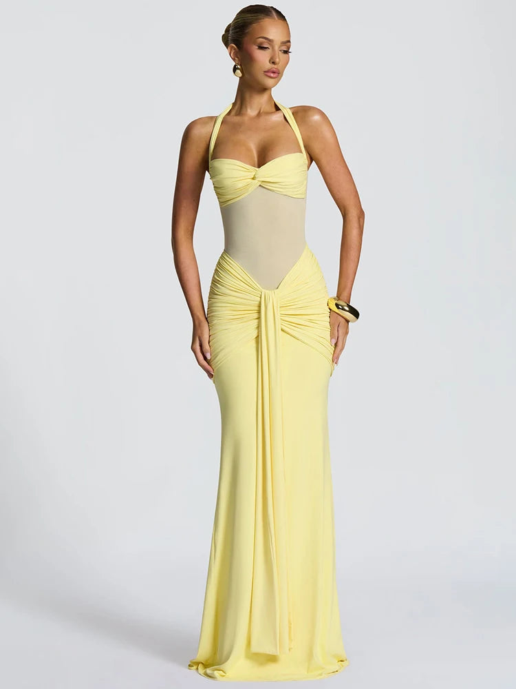 Backless Halter Maxi Dress