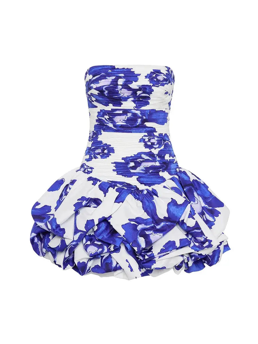 Ruffled Slash Neck Mini Dress - Loran