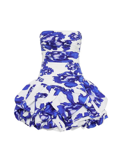 Ruffled Slash Neck Mini Dress - Loran
