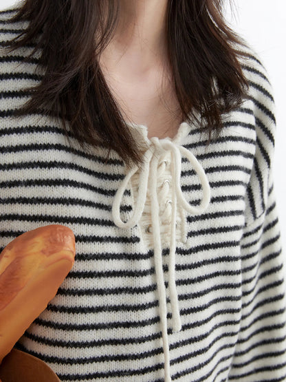 Retro Striped Pullover Loose Autumn & Winter Jumper Loran