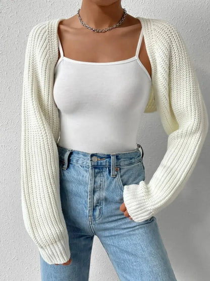 Women's Rib-Knit Cropped Cardigan Shrug - Loran