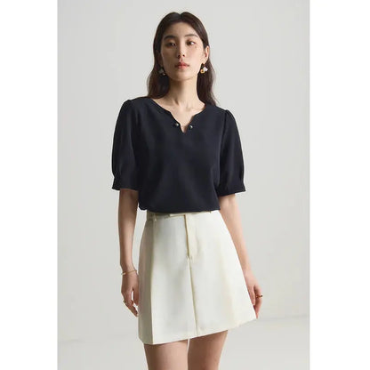 Elegant V-Neck Chiffon Shirt - Loran