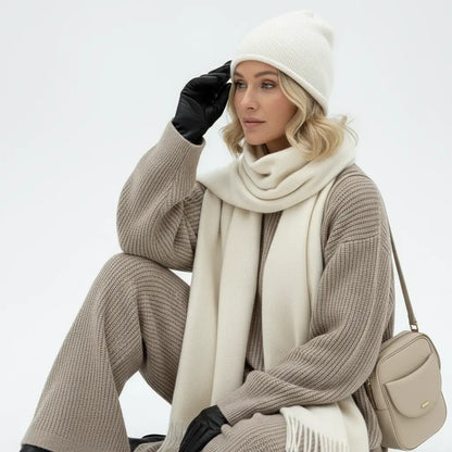 Chic Knitted Sweater and Wide-Leg Trousers Set - Loran
