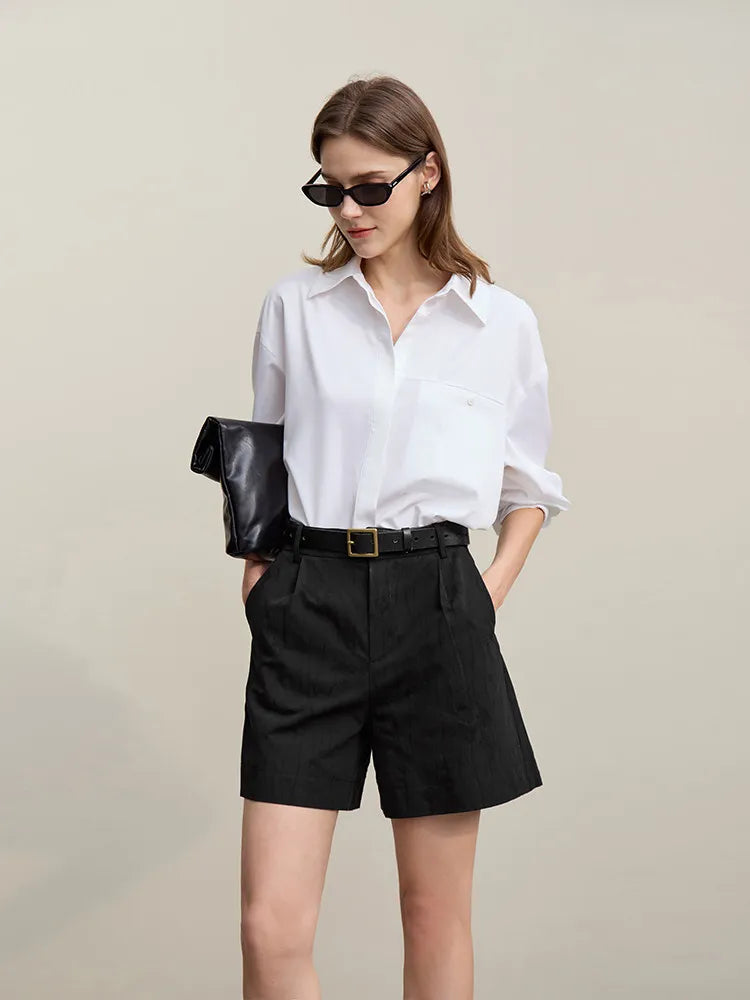 Women’s Cotton Wide-Leg Shorts Casual Jacquard Loran