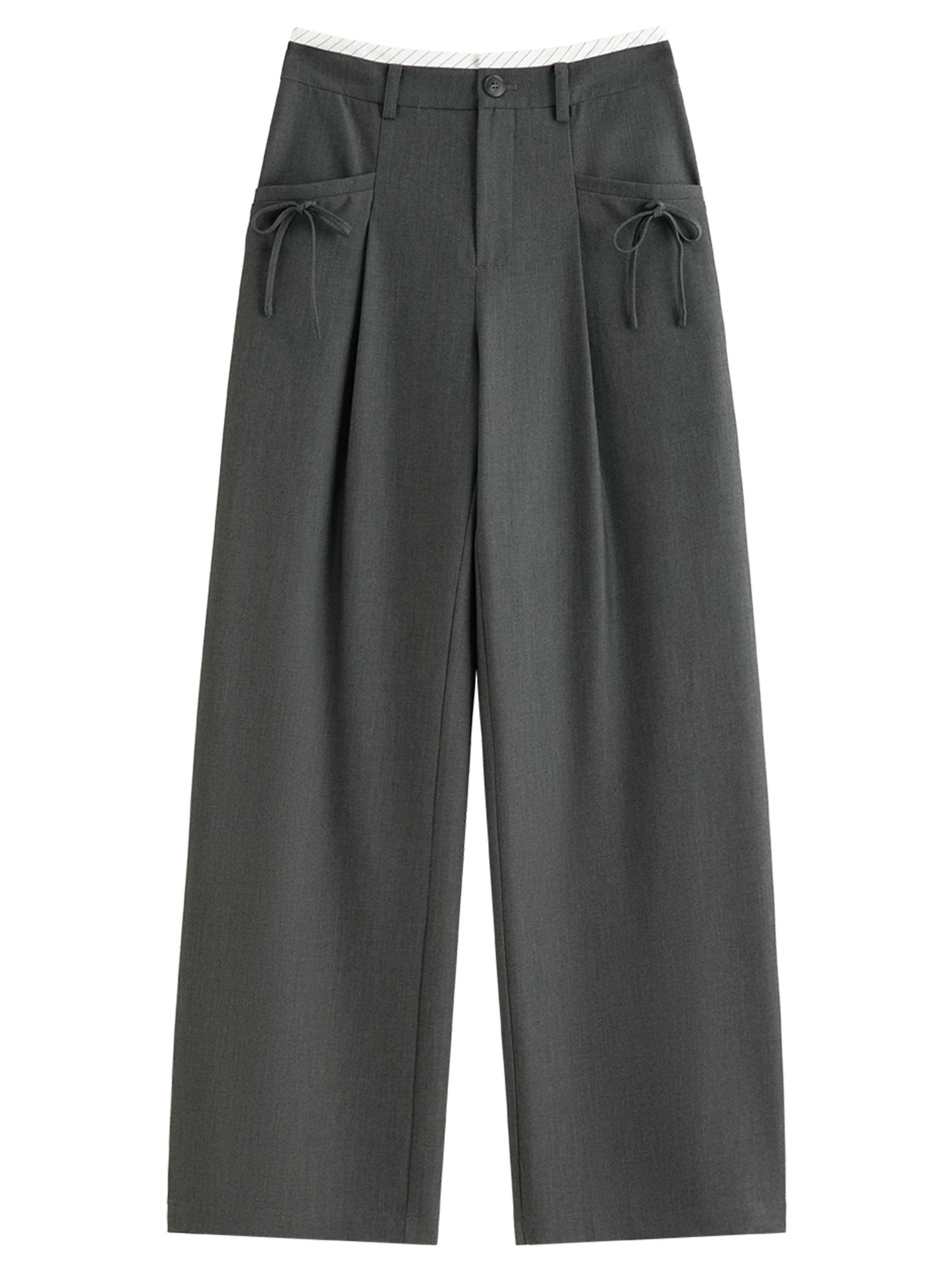 Spring Women's Pants High Waist Stripe Straight Leg Trousers - Loran