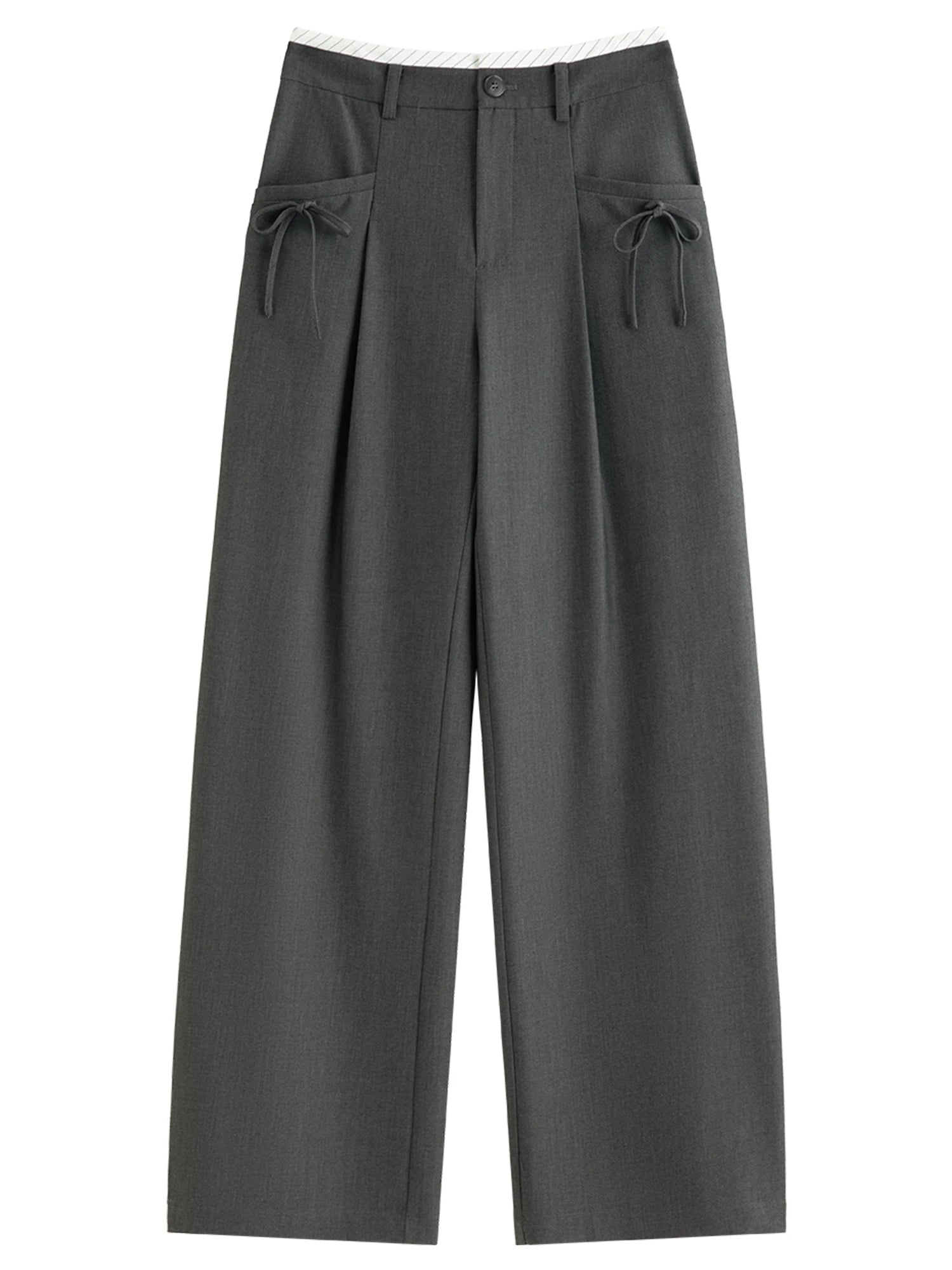 Spring Women's Pants High Waist Stripe Straight Leg Trousers - Loran
