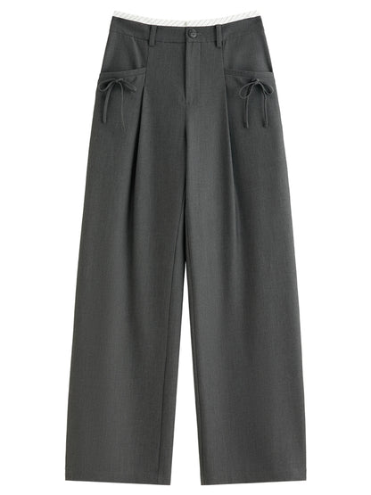 Spring Women's Pants High Waist Stripe Straight Leg Trousers - Loran