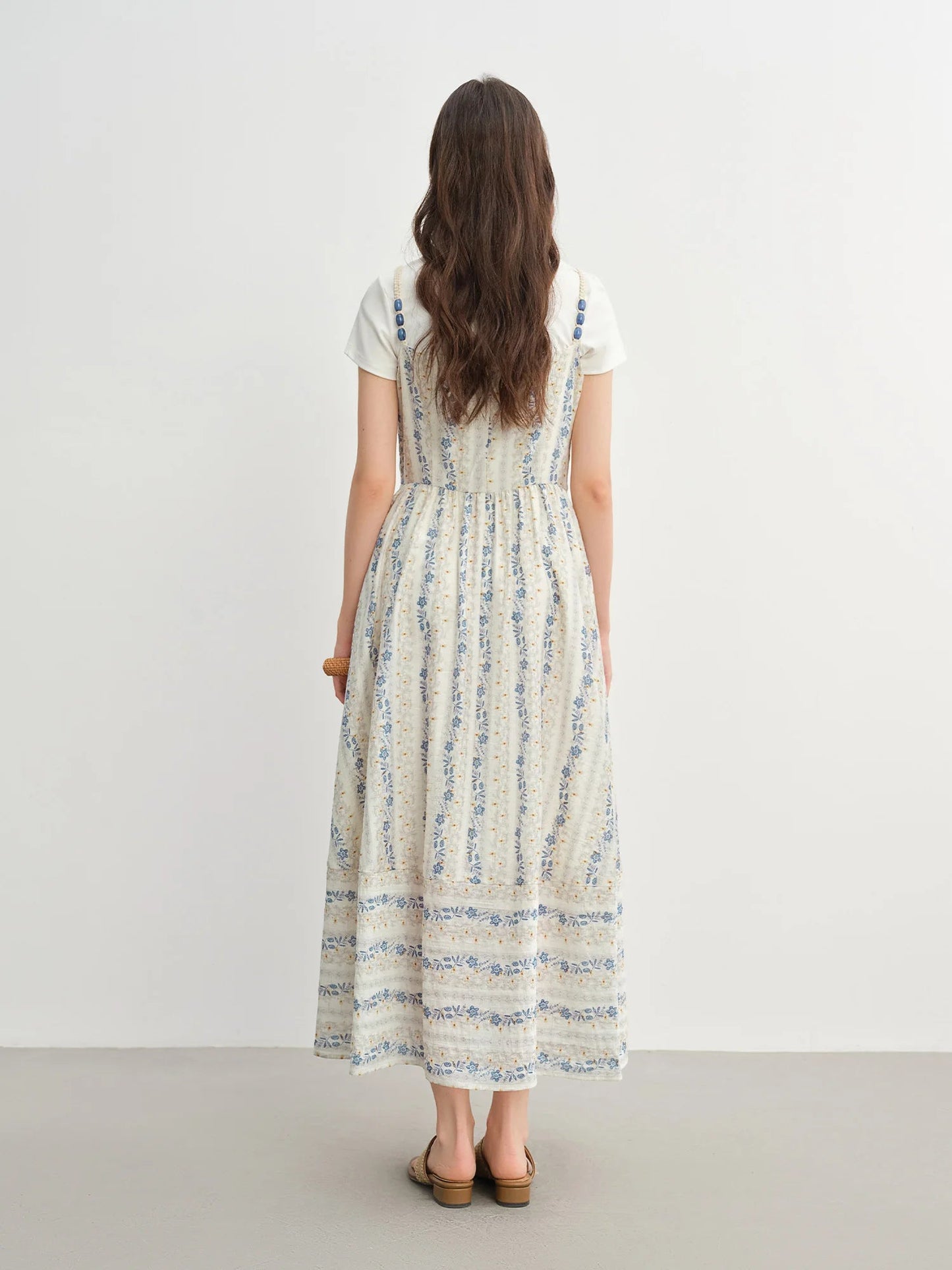 Textured Bead Sundress Fluid Tassel Resort Wear Loran