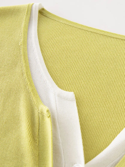 Plus Size Colorblock Layered Knit Pullover LORAN STORE