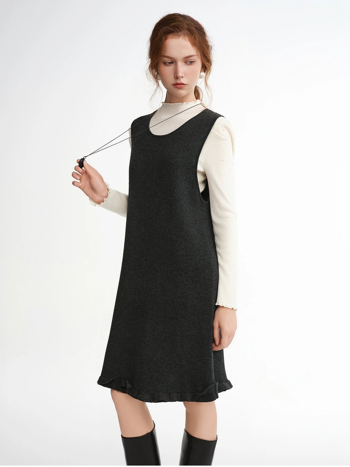 Ruffled Mini Sleeveless Dress Chic Knitted Vestido Loran