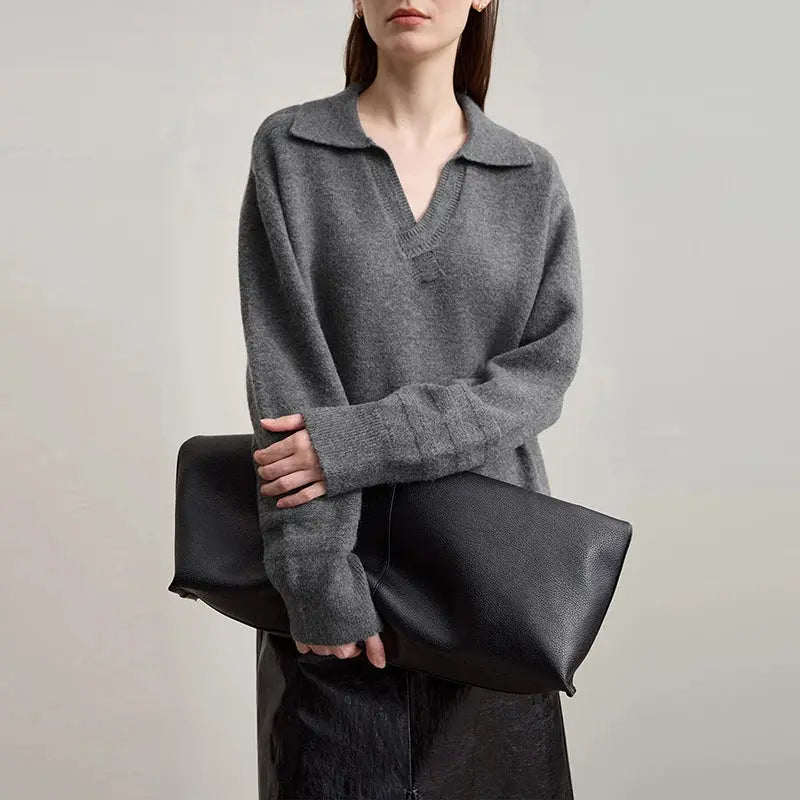 Chic Minimalist V-Neck Pullover Sweater - Loran