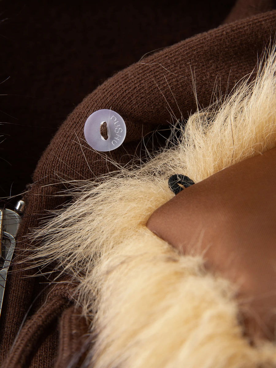 Chic Plus Size Jacket with Detachable Fur Hood